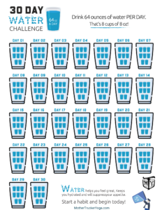 MTY Water Drinking Challenge Sheet