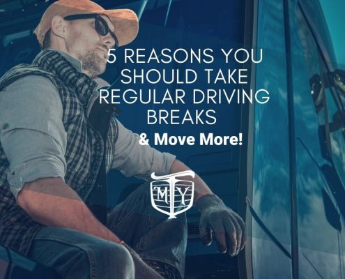 5 Reasons You Should Take Regular Driving Breaks & Move More! mother trucker yoga blog cover